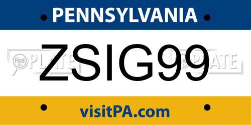ZSIG99 Pennsylvania License Plate