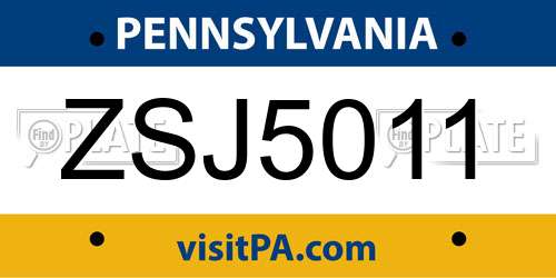 ZSJ5011 Pennsylvania License Plate