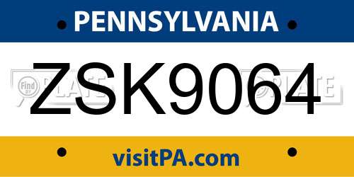 ZSK9064 Pennsylvania License Plate