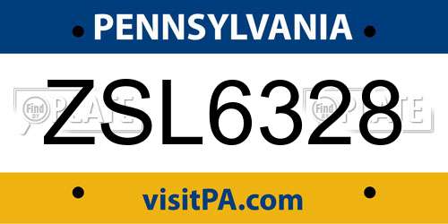 ZSL6328 Pennsylvania License Plate