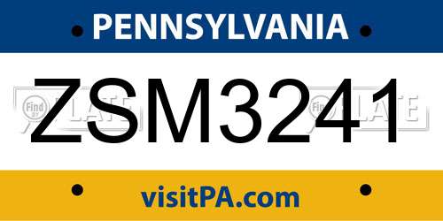 ZSM3241 Pennsylvania License Plate