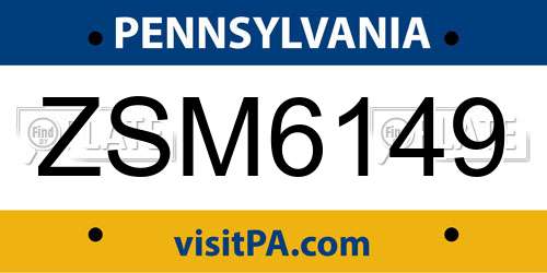 ZSM6149 Pennsylvania License Plate