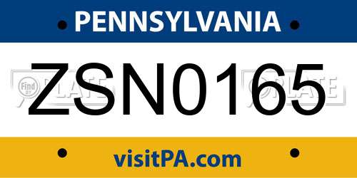 ZSN0165 Pennsylvania License Plate