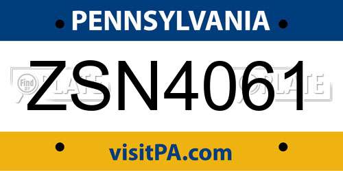 ZSN4061 Pennsylvania License Plate