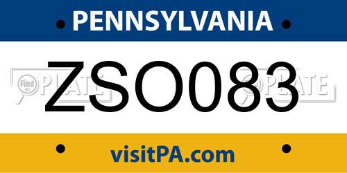 ZSO083 Pennsylvania License Plate