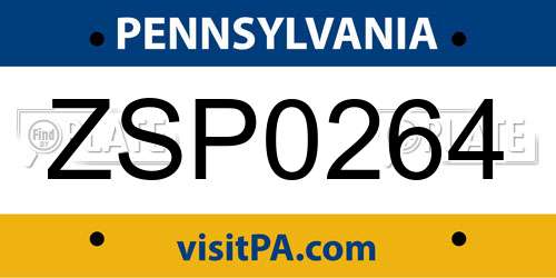 ZSP0264 Pennsylvania License Plate