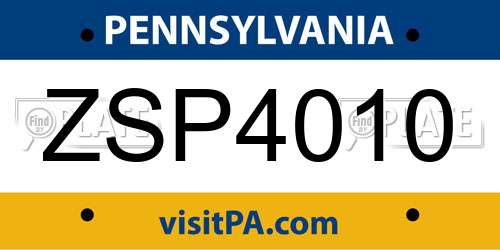 ZSP4010 Pennsylvania License Plate
