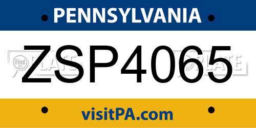 ZSP4065 Pennsylvania License Plate