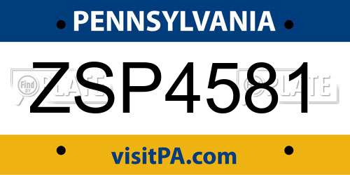 ZSP4581 Pennsylvania License Plate