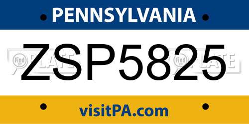 ZSP5825 Pennsylvania License Plate