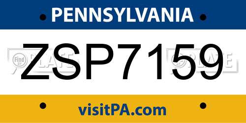 ZSP7159 Pennsylvania License Plate
