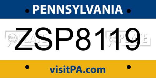 ZSP8119 Pennsylvania License Plate