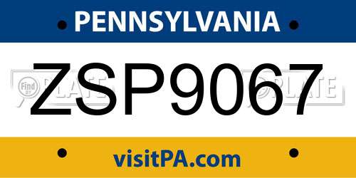 ZSP9067 Pennsylvania License Plate