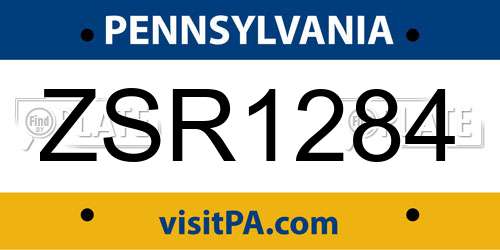 ZSR1284 Pennsylvania License Plate