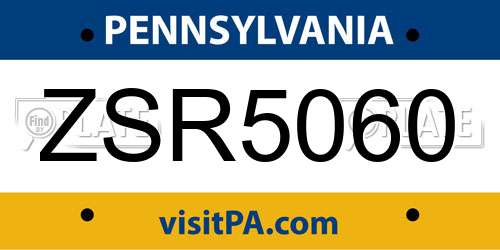 ZSR5060 Pennsylvania License Plate