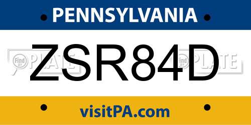 ZSR84D Pennsylvania License Plate