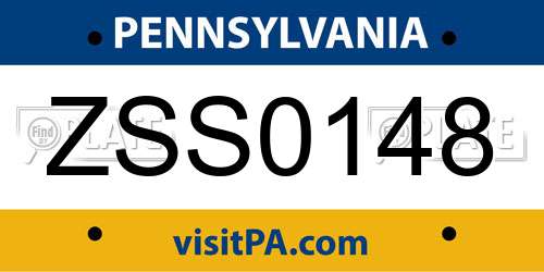 ZSS0148 Pennsylvania License Plate