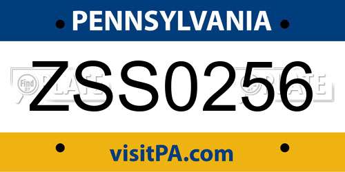 ZSS0256 Pennsylvania License Plate