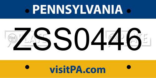 ZSS0446 Pennsylvania License Plate