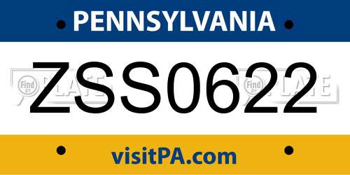 ZSS0622 Pennsylvania License Plate