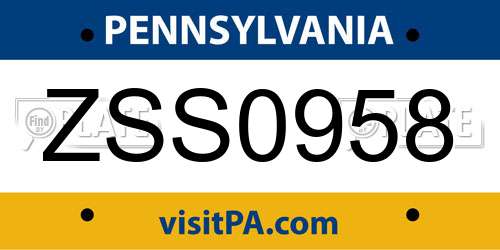 ZSS0958 Pennsylvania License Plate