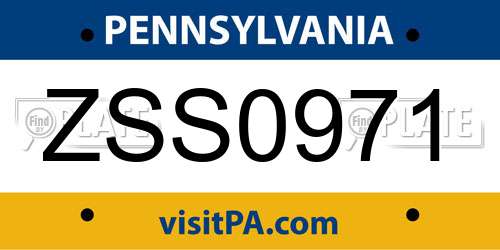 ZSS0971 Pennsylvania License Plate