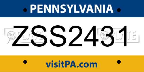 ZSS2431 Pennsylvania License Plate