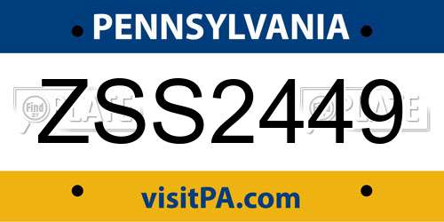 ZSS2449 Pennsylvania License Plate