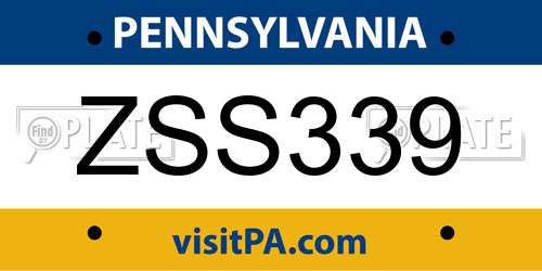 ZSS339 Pennsylvania License Plate