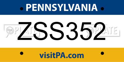 ZSS352 Pennsylvania License Plate