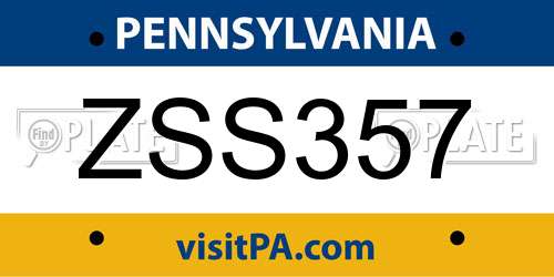 ZSS357 Pennsylvania License Plate