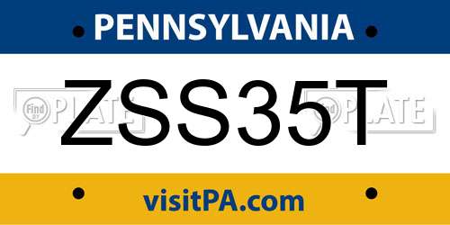 ZSS35T Pennsylvania License Plate