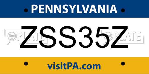 ZSS35Z Pennsylvania License Plate