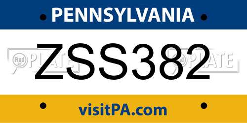 ZSS382 Pennsylvania License Plate