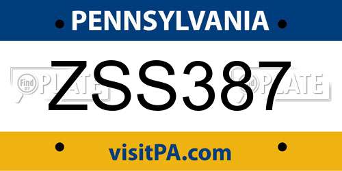 ZSS387 Pennsylvania License Plate