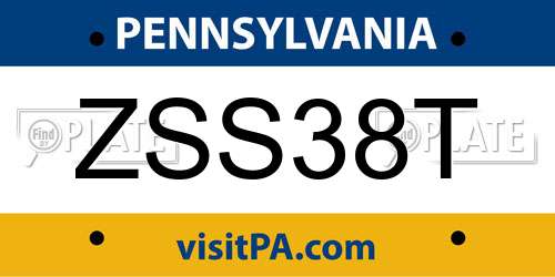 ZSS38T Pennsylvania License Plate