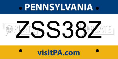 ZSS38Z Pennsylvania License Plate