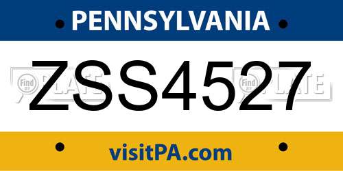 ZSS4527 Pennsylvania License Plate