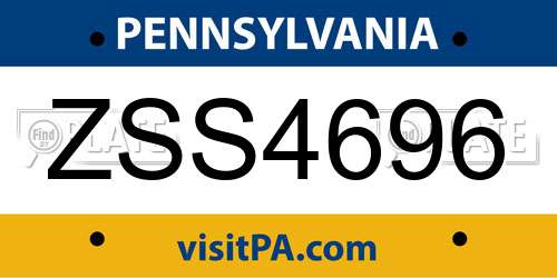 ZSS4696 Pennsylvania License Plate