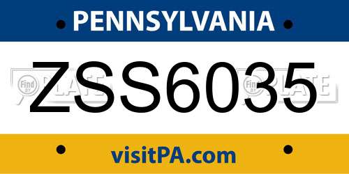 ZSS6035 Pennsylvania License Plate