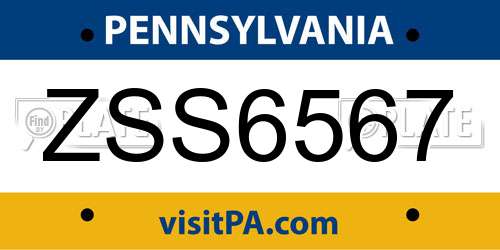 ZSS6567 Pennsylvania License Plate