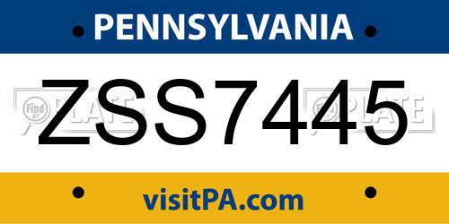 ZSS7445 Pennsylvania License Plate
