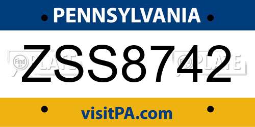 ZSS8742 Pennsylvania License Plate