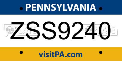 ZSS9240 Pennsylvania License Plate