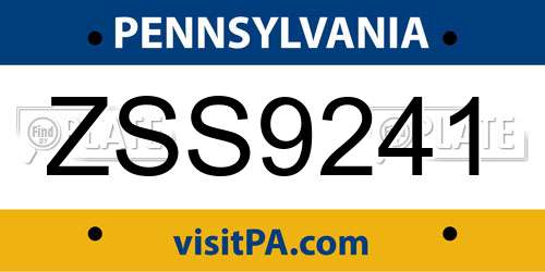 ZSS9241 Pennsylvania License Plate