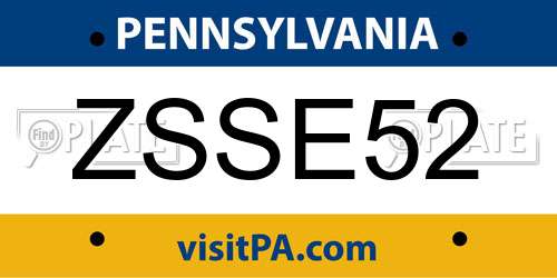 ZSSE52 Pennsylvania License Plate