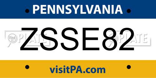 ZSSE82 Pennsylvania License Plate