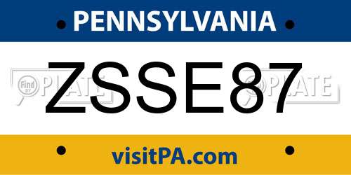 ZSSE87 Pennsylvania License Plate