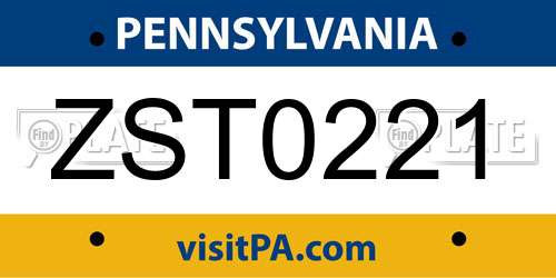 ZST0221 Pennsylvania License Plate