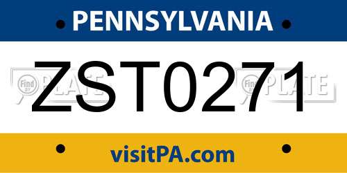 ZST0271 Pennsylvania License Plate